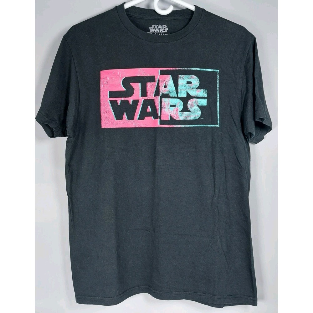 Mad‎ Engine Star Wars Tshirt Adult Medium Black Retro Pink Aqua Graphic S/S